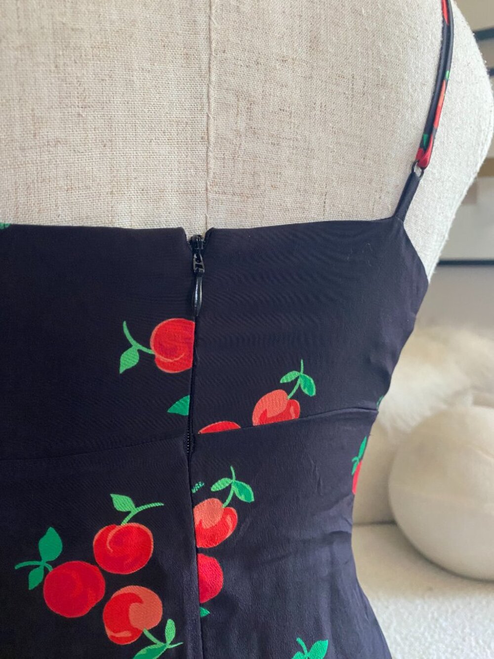 From Future | 100% Silk Cherry Print Mini Slip Dress - Picture 4 of 11